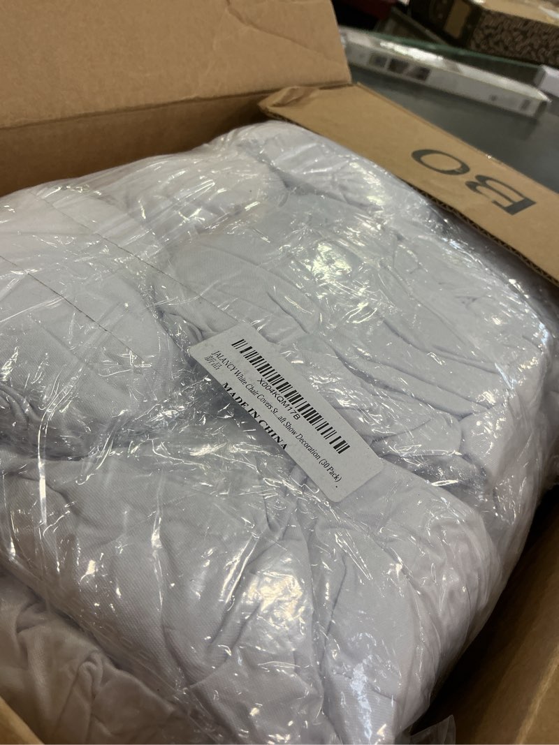 Condition photo showing Good Condition for White Chair Covers Stretch Folding Chair Covers Universal Spandex Fitted Chair Slipcovers for Wedding Dining Party Banquet Holidays Celebration Trade Show Craft Show Decoration (30 Pack) White 30