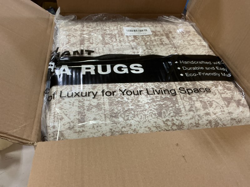 Condition photo showing Good Condition for washable area rug 8x12, large soft rugs for living room vintage beige carpet 8x12 area rugs for bedroom dining room non-slip stain resistant under table rug beige 8' x 12' (rectangular)