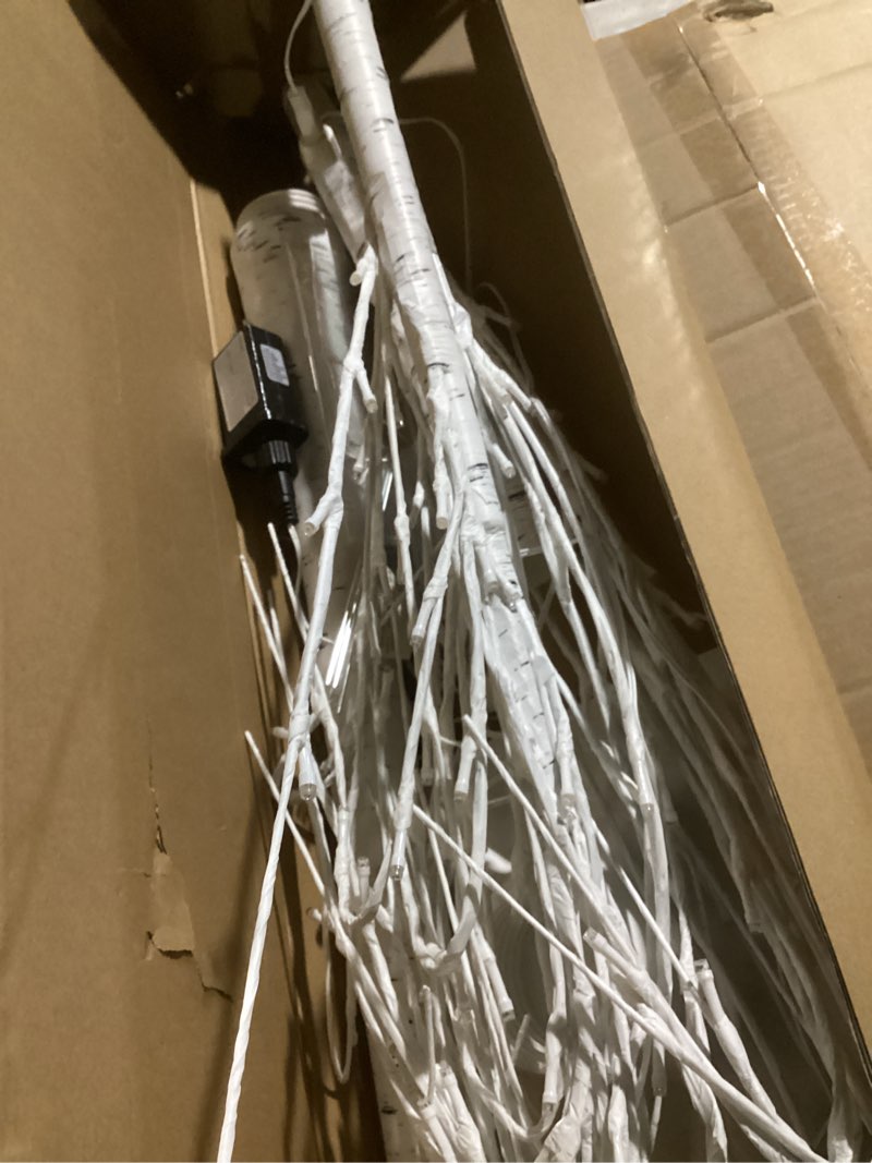 Condition photo showing Good Condition for Lighted Birch Tree with 144 Warm White Lights(1 Pack), 8 Modes Prelit White Artificial Christmas Trees for Holiday Indoor Outdoor Decor Garden Wedding Party Bedroom Decoration(1 Pack) 1 Tree 6ft