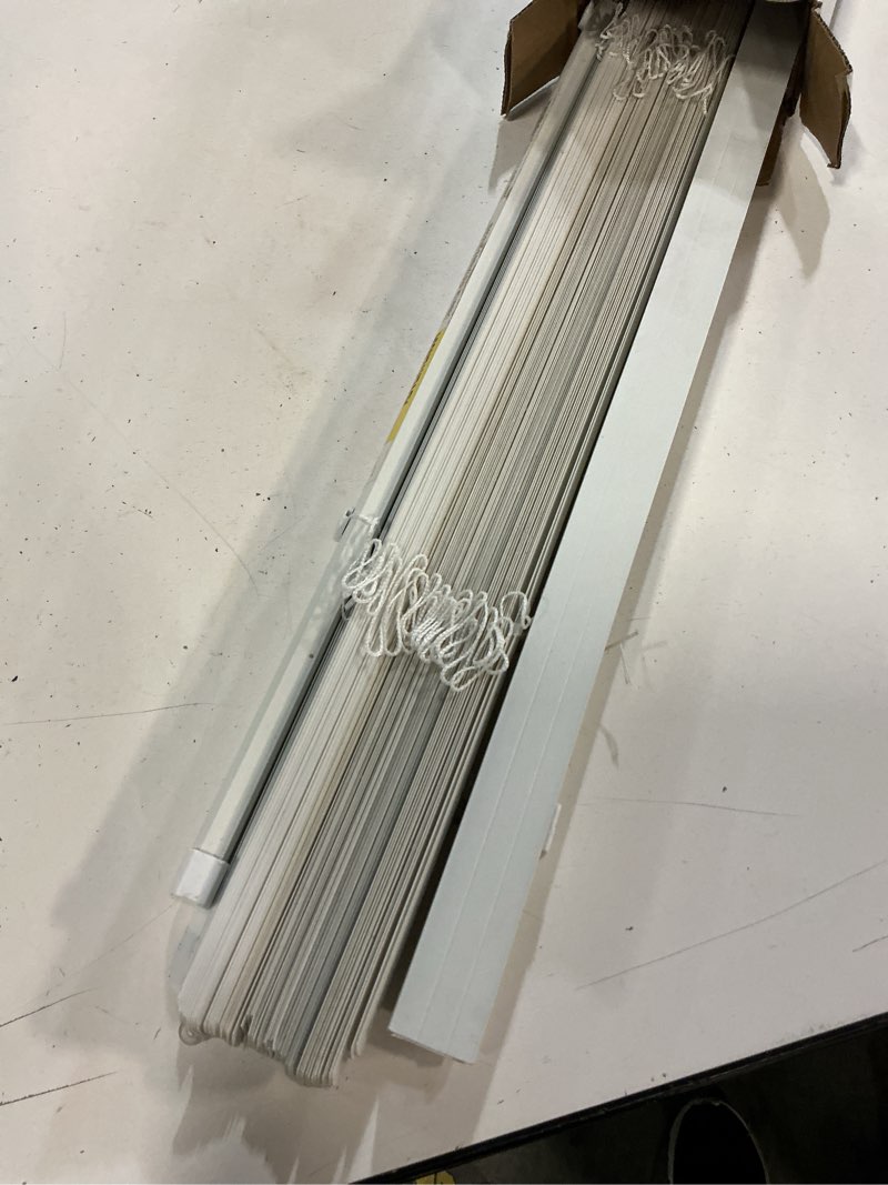 Condition photo showing Good Condition for project source light filtering 1-in slat width 32-in x 64-in cordless white vinyl light filtering mini-blinds