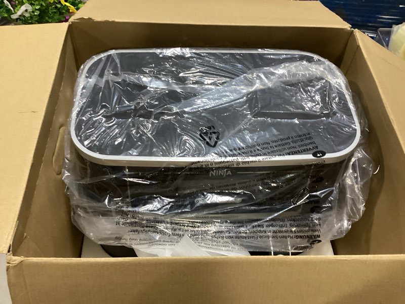Condition photo showing As Is for ninja dz550 foodi 10 quart 6-in-1 dualzone smart xl air fryer with 2 independent baskets, cook thermometer for perfect doneness, match and finish to roast, dehydrate and more, black | air fry, roast, broil, bake, reheat, dehydrate, smart cook thermometer, match cook, smart finish 10-qt & dualzone w/ probe