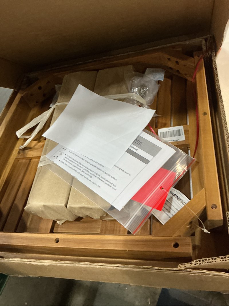 Condition photo showing New/Like New for Table Christopher Knight Home Hampton Outdoor Wood and Wicker Table