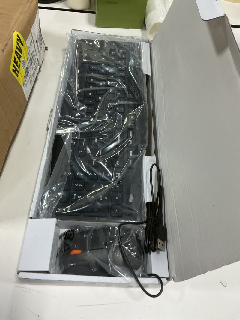 Condition photo showing As Is for Lenovo 300 USB Combo, Full-Size Wired Keyboard & Mouse, Ergonomic, Left or Right Hand Mouse, Optical Mouse, GX30M39606, Black Keyboard + Mouse