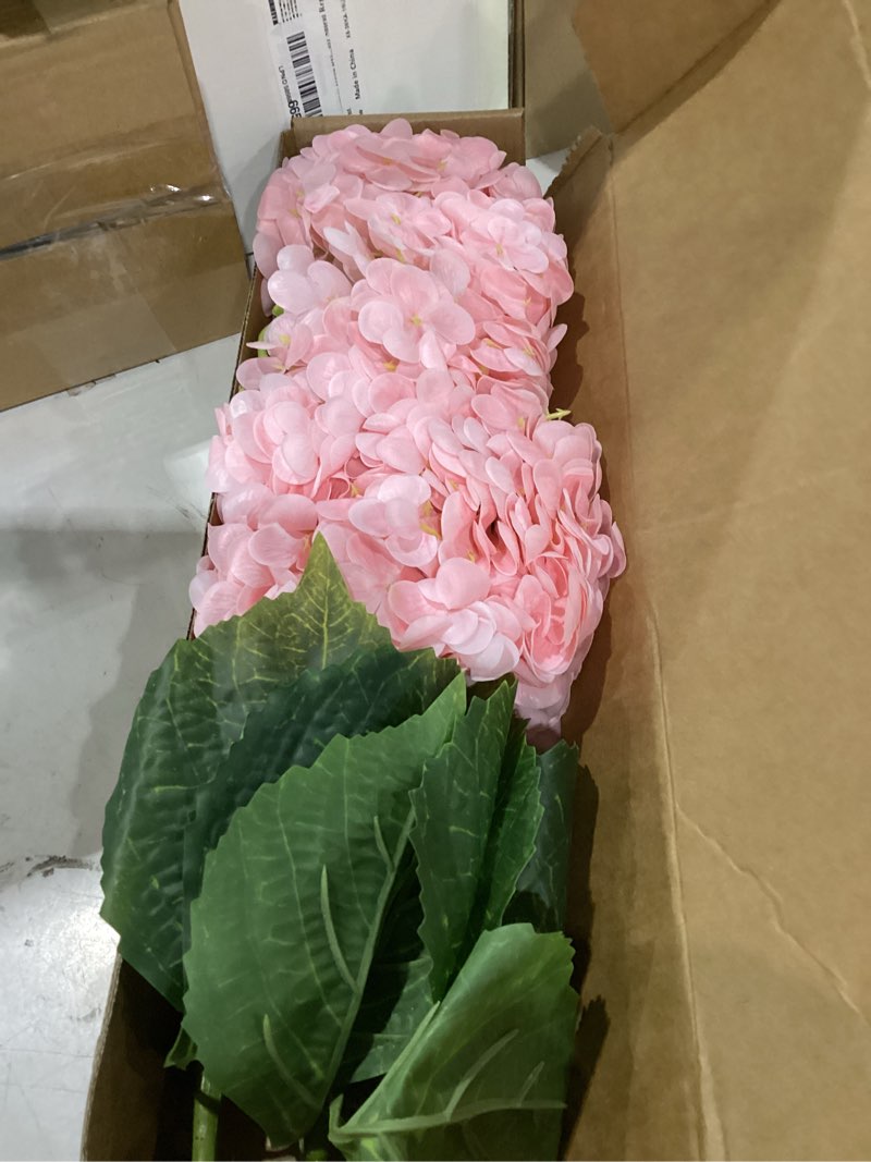 Condition photo showing Good Condition for waipfaru 21" real touch hydrangea artificial flowers with long stem & leaves, full latex faux hydrangea flowers for home decor party floral arrangements wedding bouquets centerpieces(pink, 3pcs) pink 3pcs