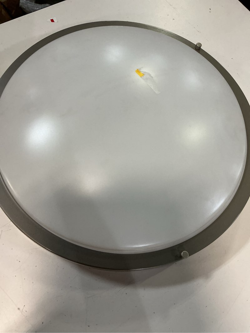 Condition photo showing As Is for good earth lighting jordan 16-in satin nickel indoor 1 -light flush mount light