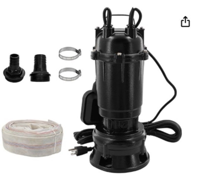 Dewinston 2HP 220V Submersible Sewage Grinder Pump W/Blades 6498GPH Effluent Pump w/Automatic Float 
