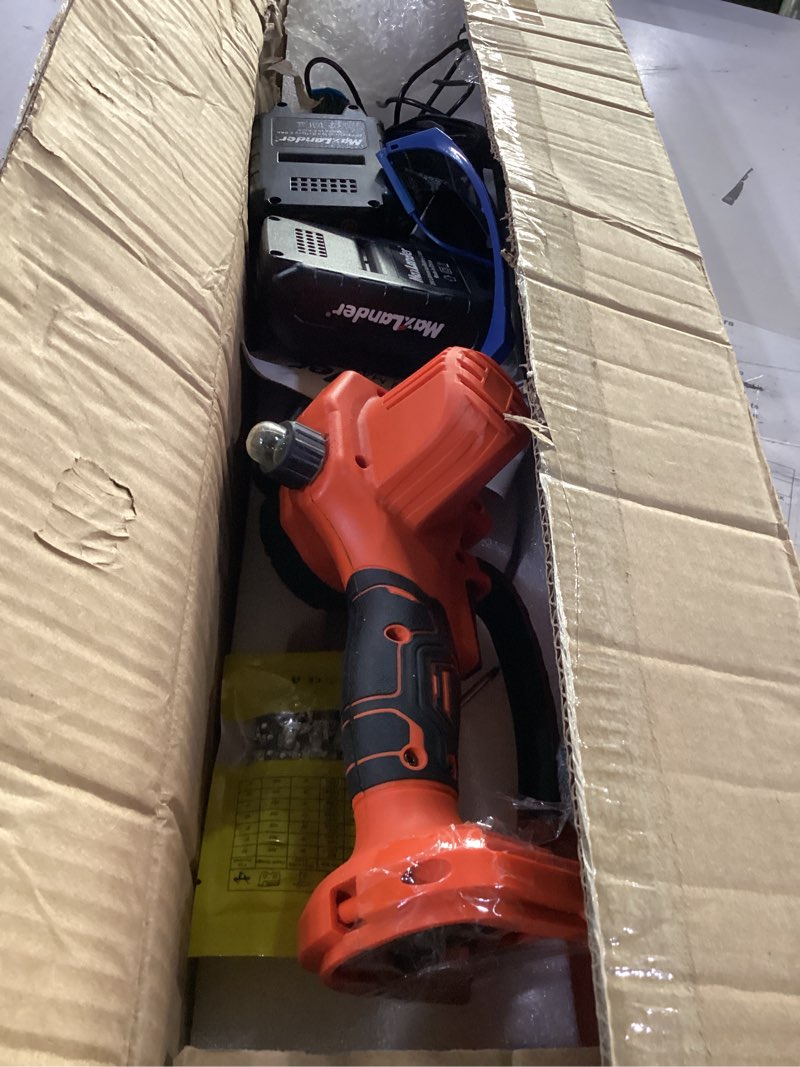 Condition photo showing As Is for maxlander 2-in-1 cordless pole saw & mini chainsaw, 6 inch electric pole saws for tree trimming, 20v battery pole saw with 2 chains, 14ft reach pole chainsaw(2pcs battery and charger included) orange