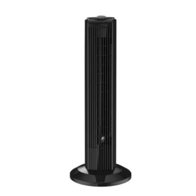 utilitech 28-in indoor oscillating tower fan, in black/plastic injection color