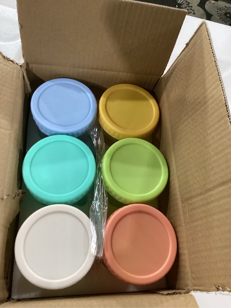 Condition photo showing New/Like New for DRKIO 6 Pack Overnight Oats Containers with Lids and Spoons 16 Oz Glass Mason Jars for Overnight Oats Leak Proof Oatmeal Container Great for Cereal Fruit Vegetable Milk Salad Yogurt Meal Prep