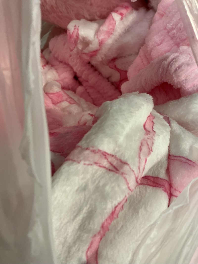Condition photo showing Good Condition for fanfanwin 36 pcs sleepover party supplies for girls throw blanket spa headband heart shaped pillows sleep eye mask scrunchies organza bag for spa birthday party favors (bow print,pink) pink bow print