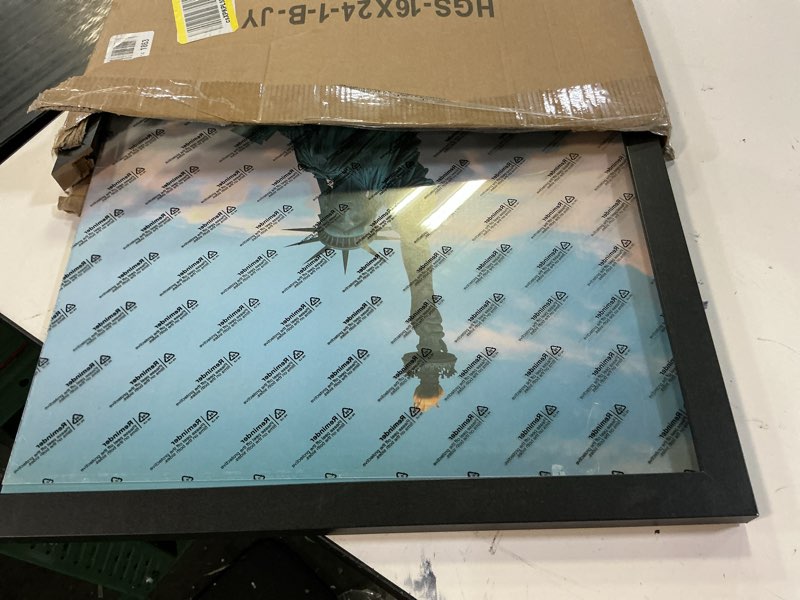 Condition photo showing As Is for seseat 16x24 frame black, display pictures 16x24 without mat, photo frames wall gallery, 1 pack black 16x24