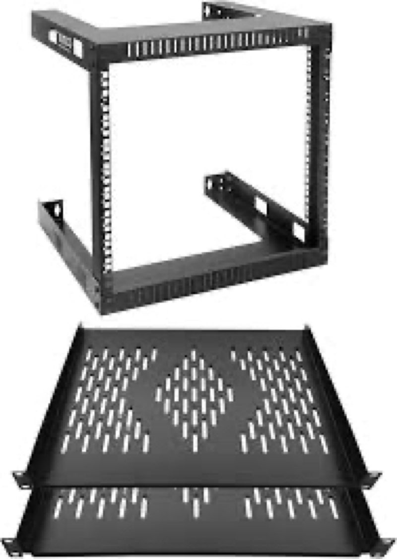 RIVECO 9U Wall Mount Rack for Network 2 Post Open Frame Racks Firm Constructed for Stereo/Server/AV/Home Data Equipment Heavy Duty & 14\" Depth Rack Shelves 2 PCS