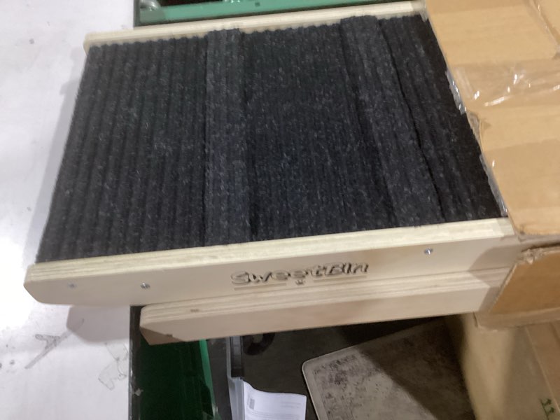 Condition photo showing Good Condition for Dog Ramp for Bed - Foldable Small to Large Dog Ramp for Couch - 6 Adjustable Height from 12" to 24" - Stairs with High Traction Mat - Wooden Portable Ramp for Dogs to Get on Bed Couch Car Up to 200LBS Burlywood(black)