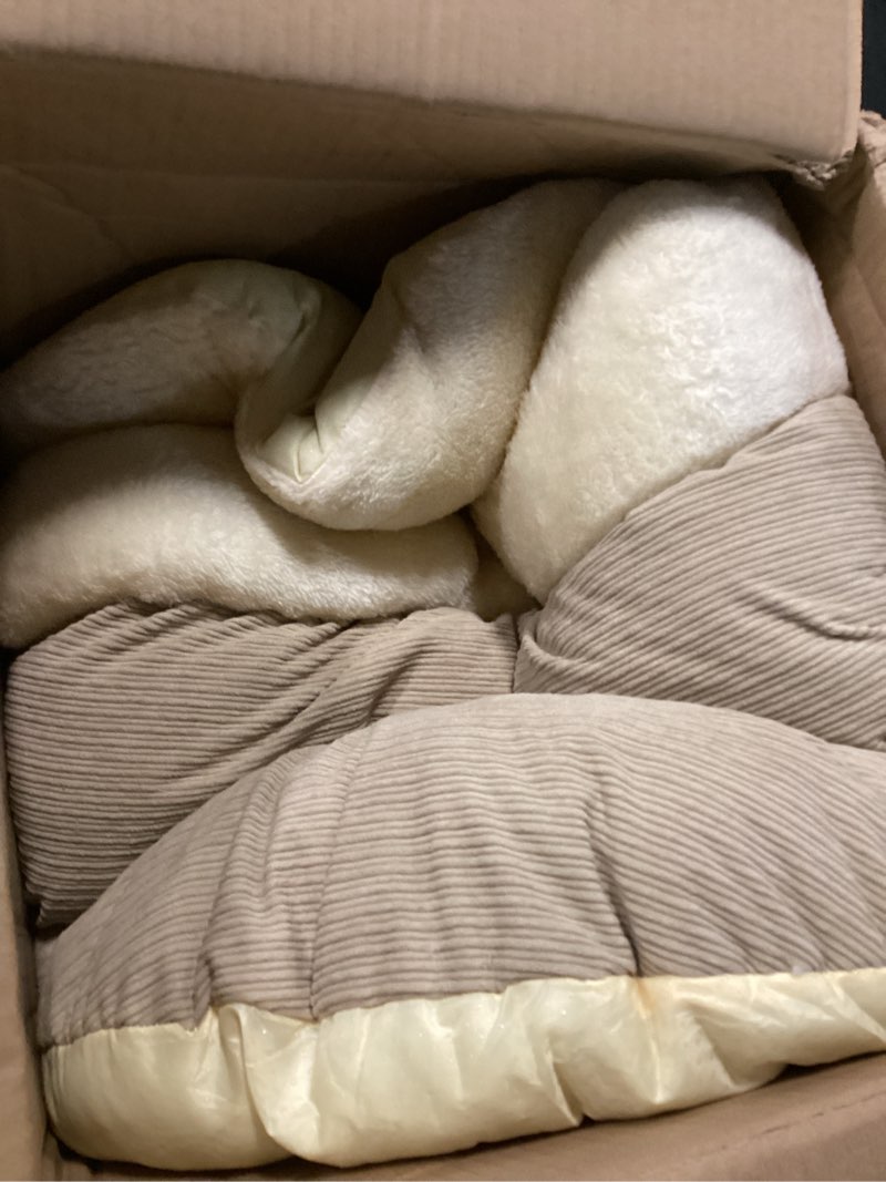 Condition photo showing Good Condition for bed for dog and cat, pet bed, ultra soft cute plush slipper cat cave bed, anti slip warm pet house nest, self-warming, ideal for indoor use - fits up to 25lbs (30"x22", l, light brown) large light brown