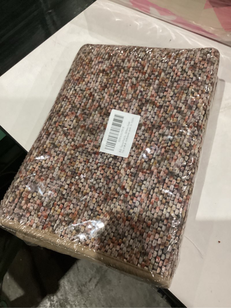 Condition photo showing New/Like New for Yancorp Front Door Mat Indoor Entrance for Inside Entry 2' x 3' Non-Slip Welcome Mat Rubber Backing Dirt Resistant Absorbent Indoor Doormat for Entryways, Front Doors, Hallways, Orange Pink Orange Pink 23.6" x 35.4"