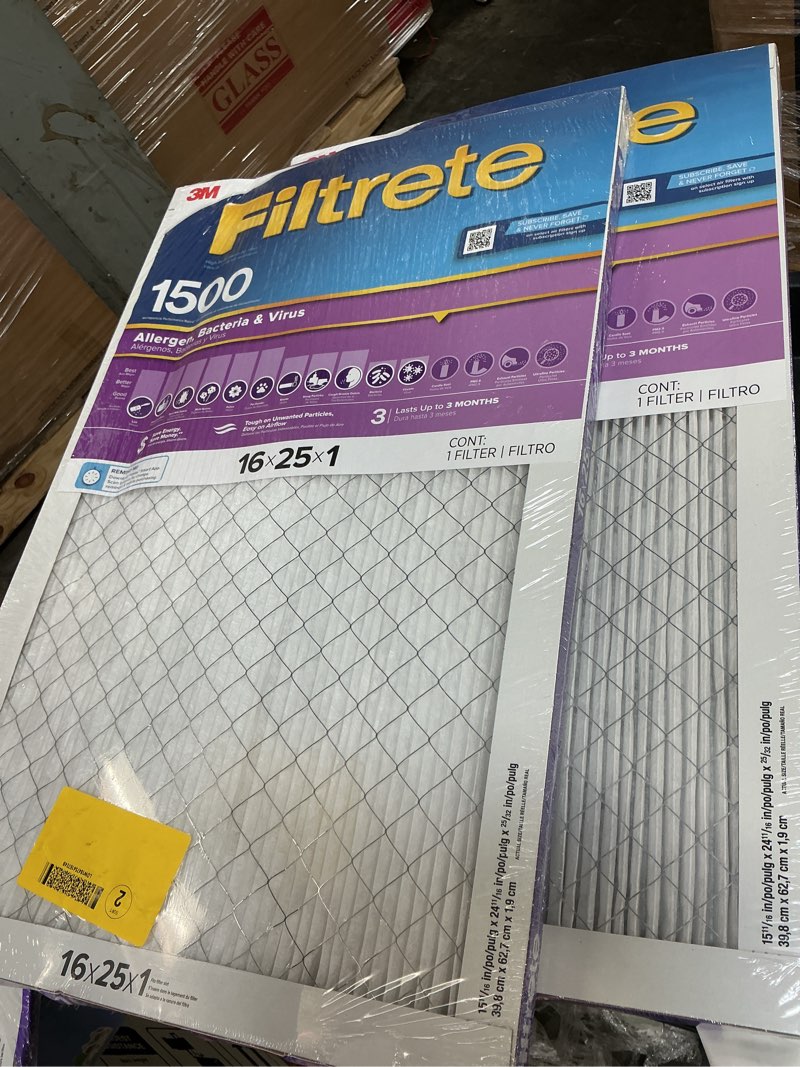 Condition photo showing Good Condition for filtrete 16 x 25 x 1 merv 12 1500 mpr allergens, bacteria viruses electrostatic pleated air filter