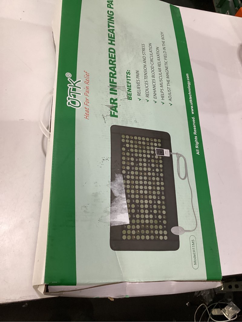 Condition photo showing As Is for utk far infrared heating pad for back, 5x pain relief with magnets stone, jade & tourmaline, fsa-hsa eligible weighted pad, hotter to 159?, 4h auto-off, gift for women men, 39'' x 22'' extra large 21 x 38 inch