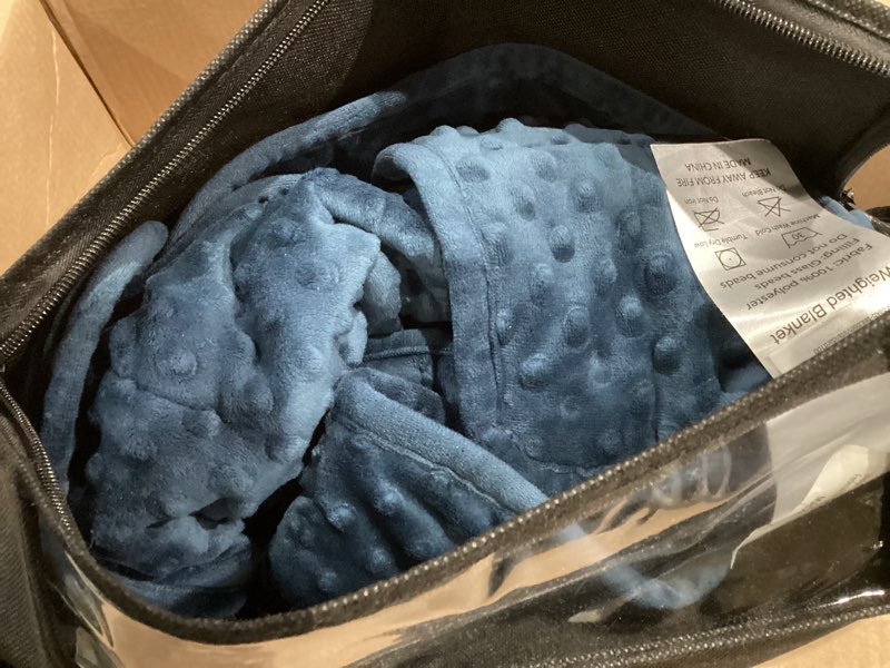 Condition photo showing Good Condition for Kids Weighted Blanket Twin 7lbs (41"×60",Navy Blue) Breathable Soft Minky Weighted Throw Blanket for All Season,Heavy Blanket with Premium Glass Beads Blue 41"×60"-7lb