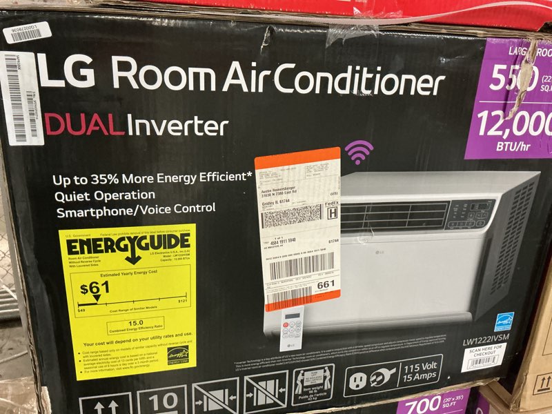 Condition photo showing New/Like New for lg - 12,000 btu dual inverter smart window air conditioner - white
