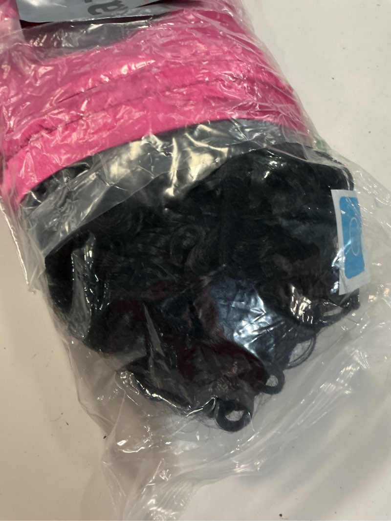 Condition photo showing Good Condition for short curly headband wig for black women 12 inch deep wave kinky curly synthetic wig, glueless no lace wear & go headband wigs with headband attached, daily use party half wig black 14 inch