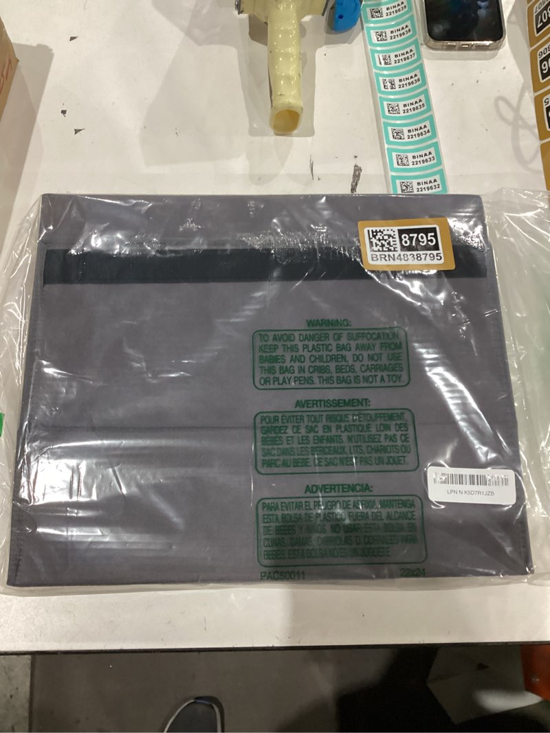 Condition photo showing As Is for 3 Pack Foldable Bed Sheets Set Organizers and Storage(King & Queen Size),Linen Fabric Closet Organizers with Window,Folding Bedding Storage Box for Bedsheets and Pillow Cube Organizer-Gray Gray 3 Pack-King Size-3.7 Gal