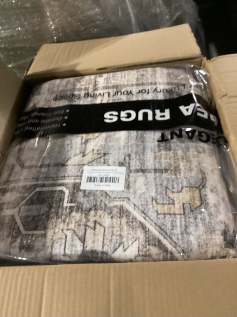 Condition photo showing New/Like New for similar to) 9x12 area rugs living room rugs: large washable rug with anti-slip backing non-shedding stain-resistant soft abstract carpet for bedroom dining room nursery home office - black black/gray 9' x 12' (rectangular)