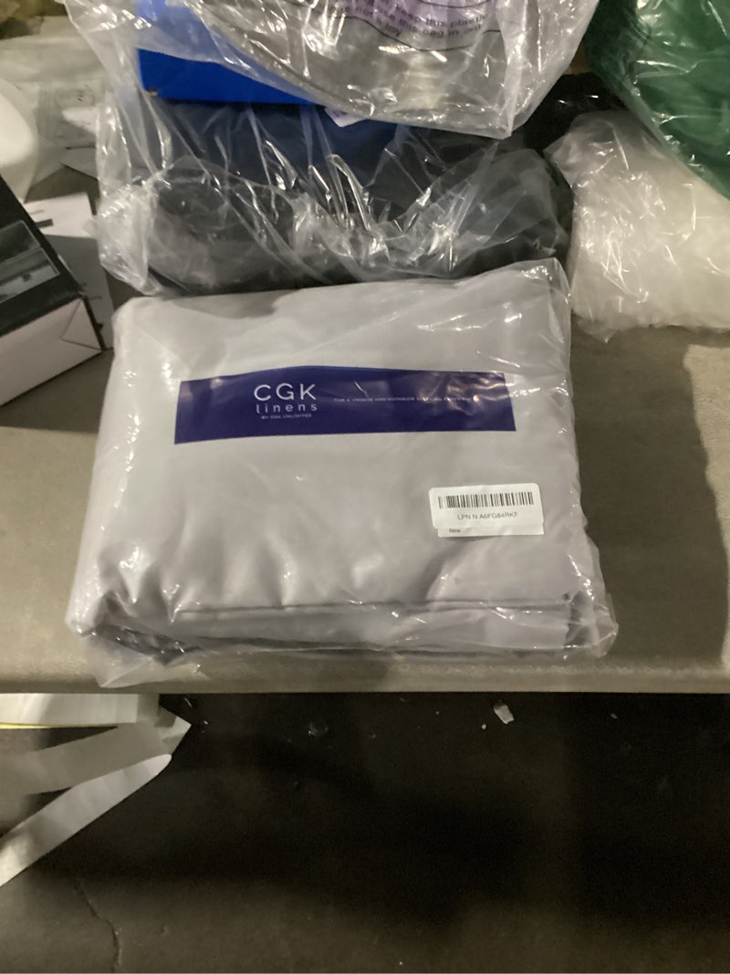 Condition photo showing New/Like New for King Size 4 Piece Sheet Set - Comfy Breathable & Cooling Bed Sheets Set - Hotel Luxury Bedding for Women, Men, Kids, Teens, Boys & Girls - Deep Pockets, Soft and Wrinkle Free - Oeko-Tex - French Grey 03 - French Grey King