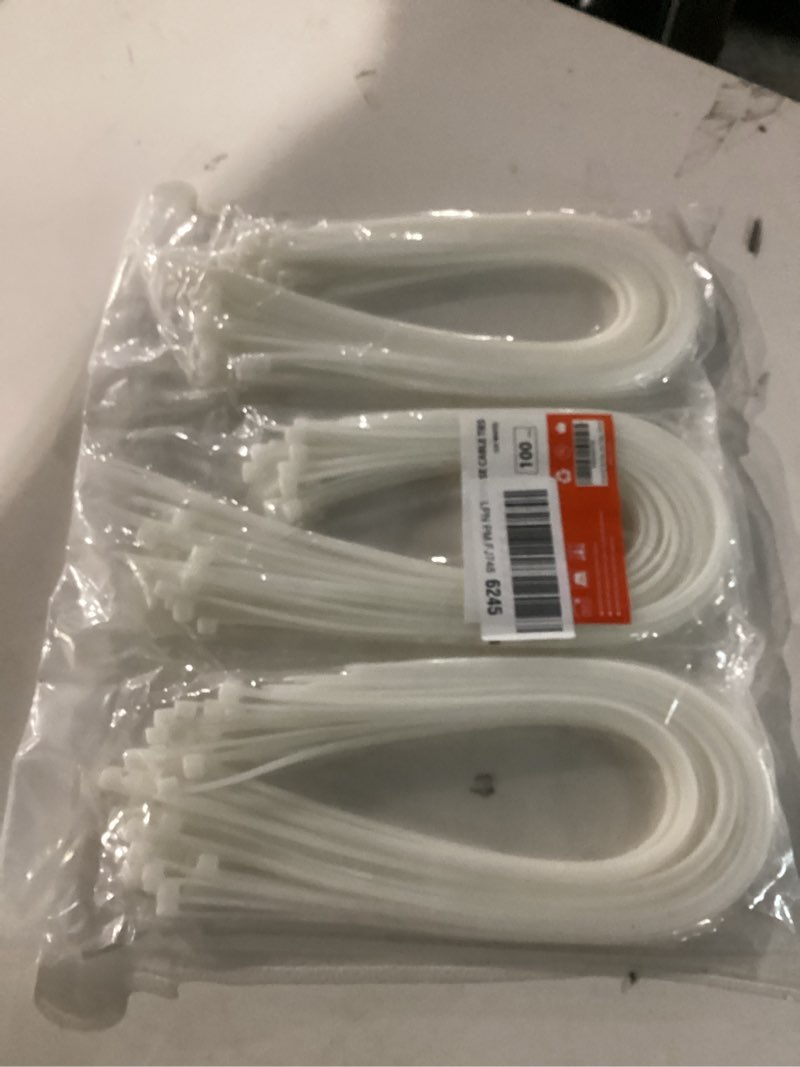 Condition photo showing New/Like New for 18 Inch Zip Ties Double Sided Toothed,120 LBS Tensile Strength Heavy Duty Cable Wire Ties With Self-Locking Adjustable More Durable Nylon Tie Wraps for Indoor Outdoor White?100 Pack? 18 inch 100 Pack ?120 Lbs ? White