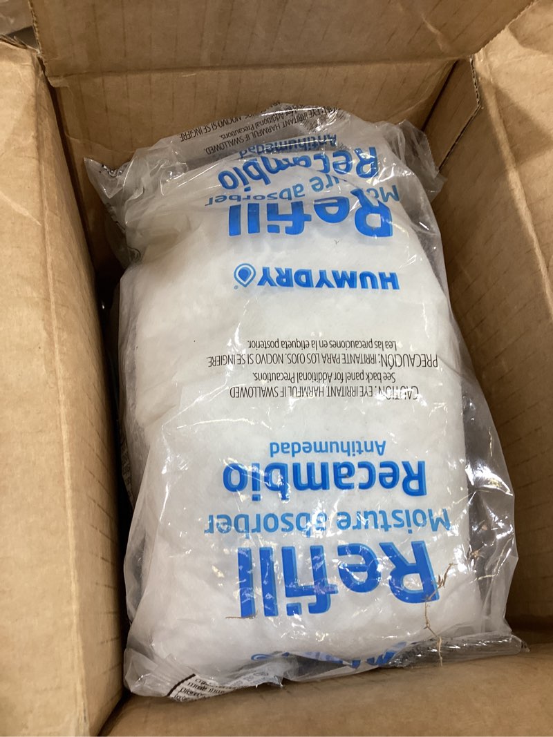 Condition photo showing Good Condition for humydry moisture absorber refills for 35.3oz dehumidifier, unscented 6-pack | up to 400 sq ft, up to 270 days humidity control, fights summer humidity, non electric for closets, large sized room refills refills - 3