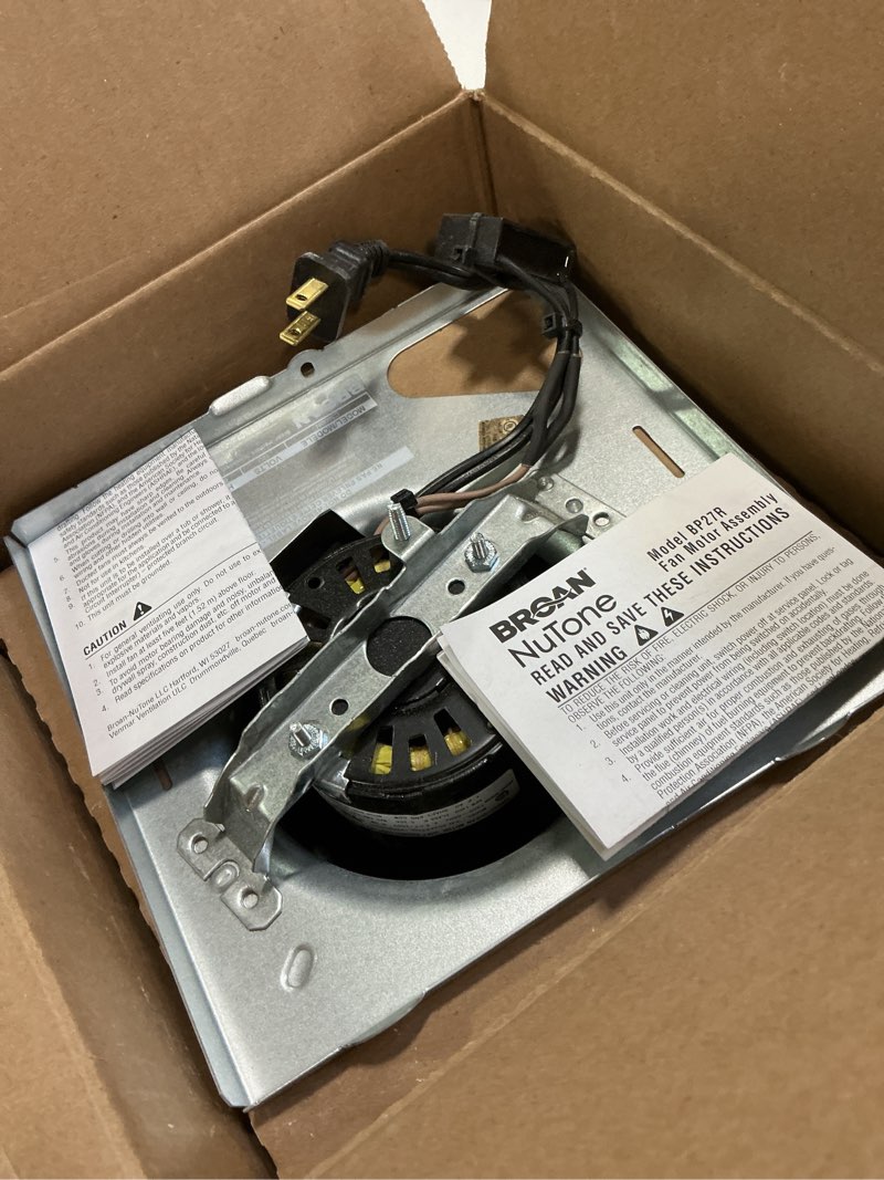 Condition photo showing As Is for Upgraded 80 CFM Motor Replacement for Broan-Nutone Bath Fans for 8" x 8-1/4" x 5-3/4" housings, Replaces OEM #S97015162 (80 CFM / 2.5 Sones)