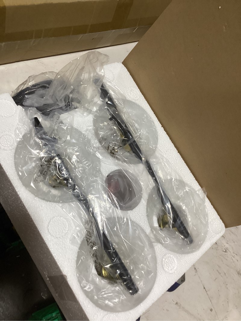 Condition photo showing As Is for indoi 4-light bathroom light fixtures, black and gold bathroom lights over mirror with clear glass globe shade, vanity lights for bathroom kitchen living room hallway cabinet bedroom porch black and gold 4-light