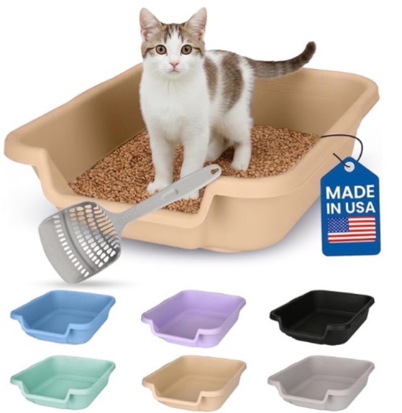 kittygohere senior cat litter box 1 pack, large beach sand low entrance kitty litter box, sized for 