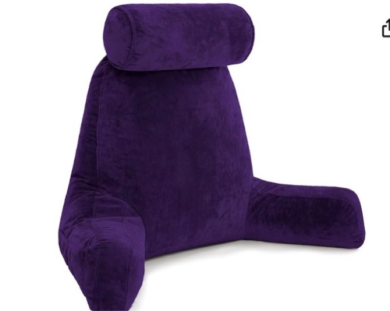 Husband Pillow XXL – Reading Pillow Bed Chair with Arms & Back Support – Purple - Back Pillow for Beds Sitting Up – Bed Rest Arm Pillow – Comfy Reading Pillow for