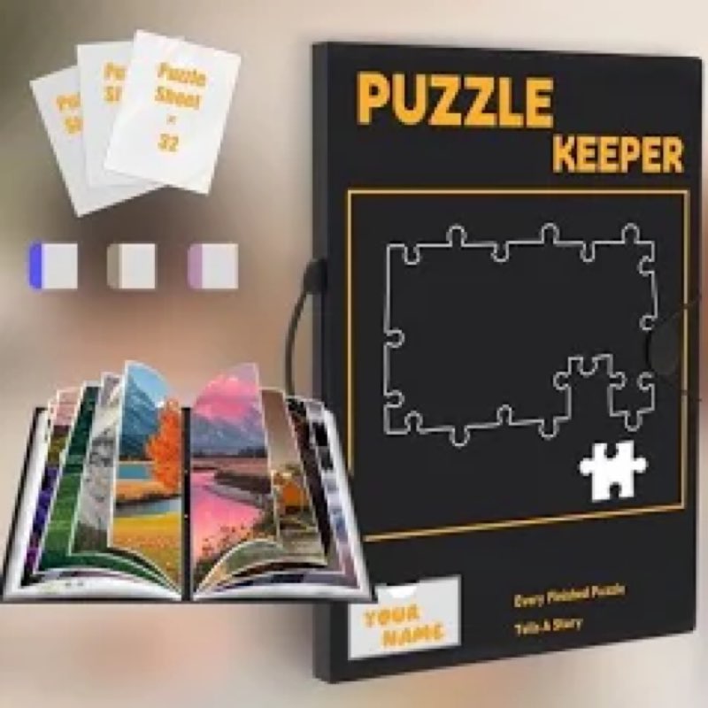 Puzzle Storage Folder with Labeling Tabs & Name Card Pocket, Portable Puzzle Holder for 1000 Piece J