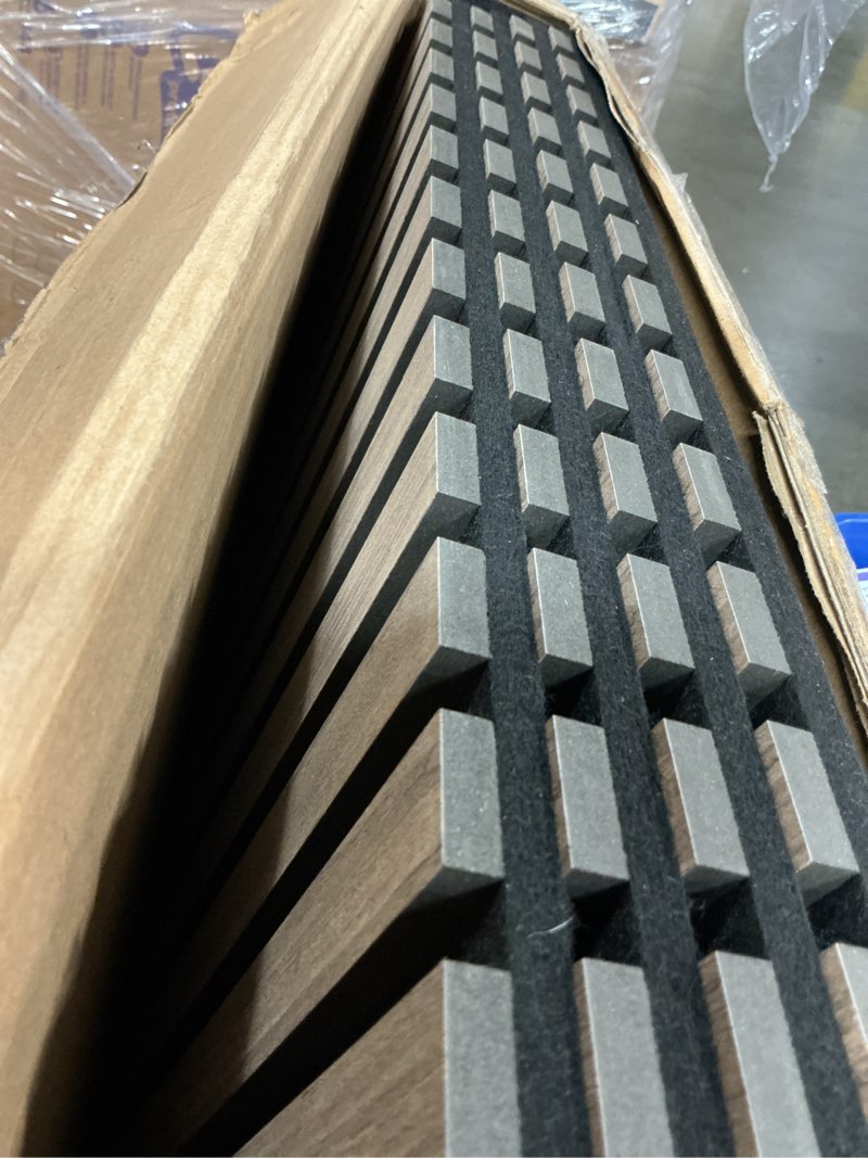 Condition photo showing New/Like New for addlon wood slatwall panels, 4 pack 47.2"x23.6"/120x60cm acoustic wall panels | wood slat acoustic panels for noise cancelling and decoration, living room, bedroom, office, walnut