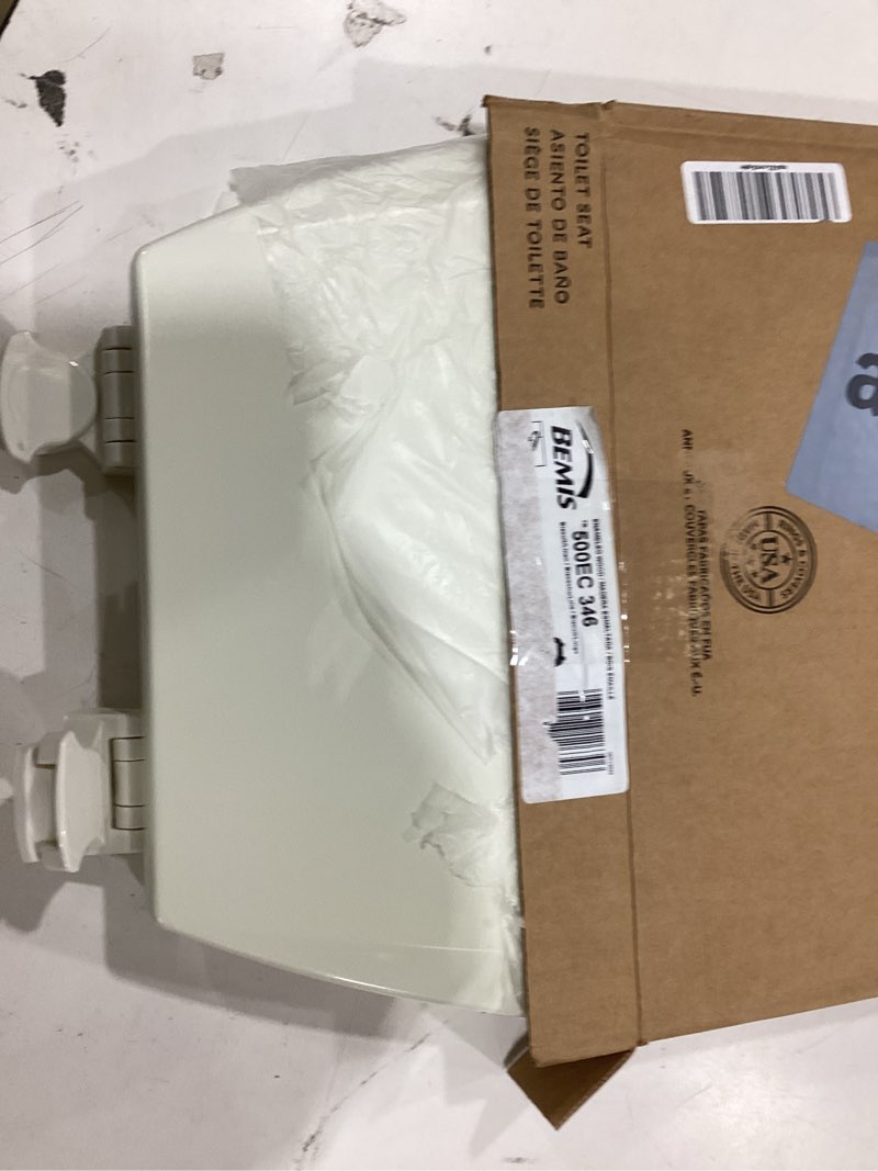 Condition photo showing Good Condition for bemis 500ec durable wood toilet seat with easy clean hinges, made in usa, round, biscuit biscuit round