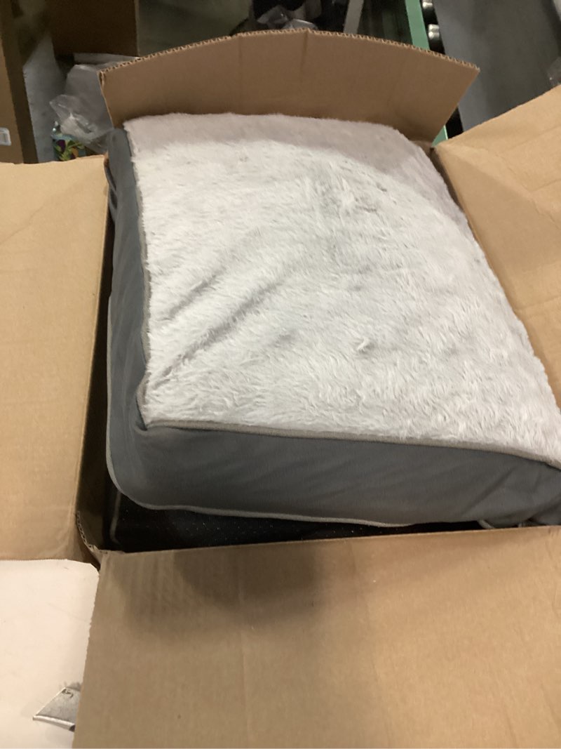 Condition photo showing As Is for Orthopedic Dog Bed for Large Dogs - Big Waterproof Dog Crate Bed with Removable Washable Cover, Egg Crate Foam Support, Anti-Slip Bottom, Deluxe Plush Pet Bed Mat (Grey) Grey 35.0"L x 22.0"W x 3.0"Th