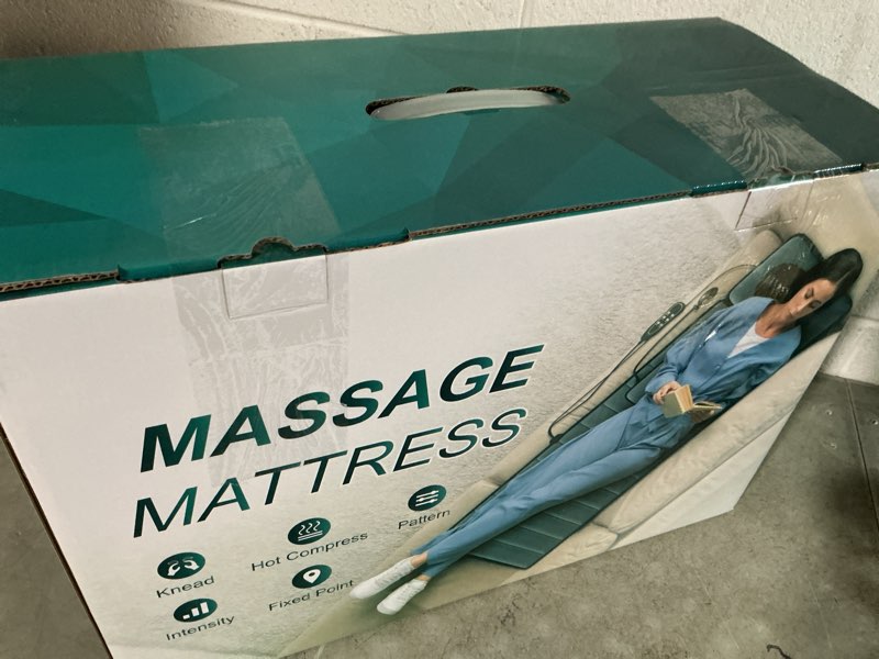 Condition photo showing New/Like New for shiatsu full body massage mat with heat, detachable massager pad, 10 vibrating motors, deep tissue pain relief for back, neck & legs – relaxation at home or office without foot massager