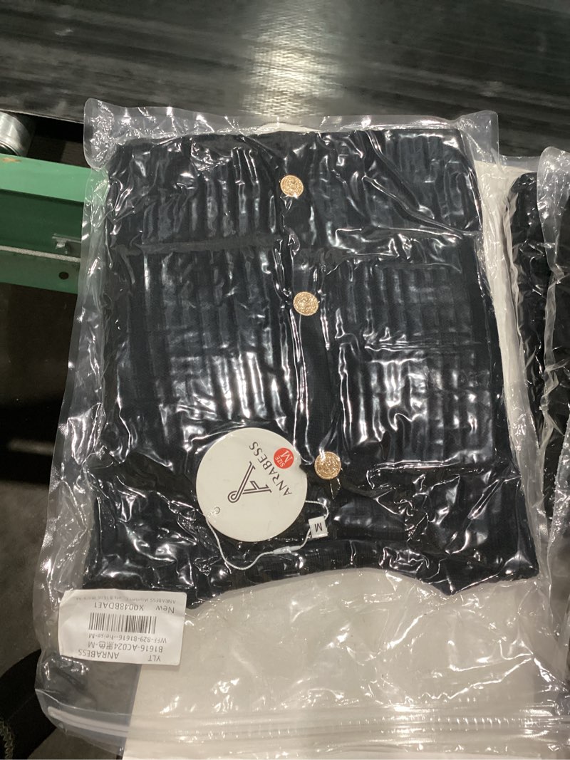 Condition photo showing New/Like New for ANRABESS Women Cardigan Sweater Dressy Casual Classic Long Sleeve Crew Neck Button Down Tweed Knit Jacket 2026 Fall Outfits Black M