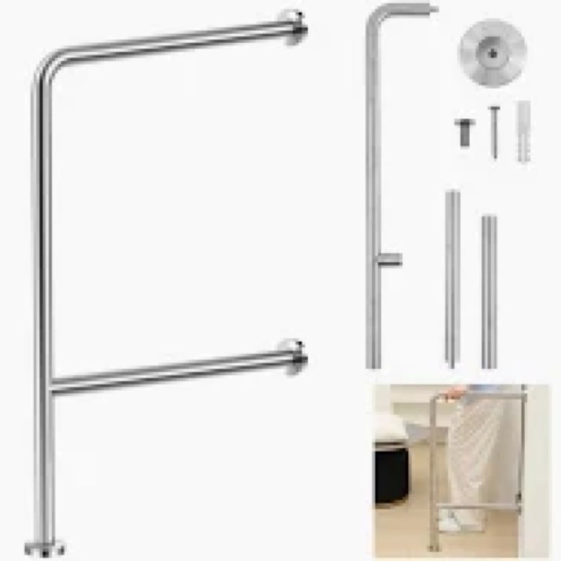Zonon 18" by 33" Wall to Floor Handicap Grab Bar Drinking Fountains Toilet Safety Grab Bar Stainless