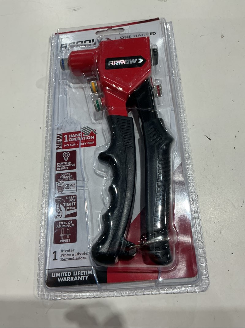 Condition photo showing As Is for arrow rt188m one-handed pop rivet gun  manual riveter for metal  fabric  leather  and auto repair