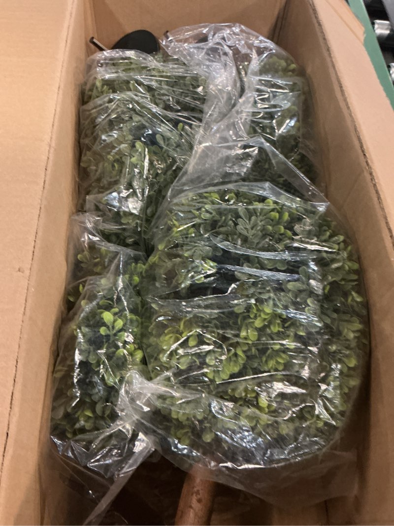 Condition photo showing Good Condition for 28inch bunny shaped topiary trees with ground spike, artificial boxwood rabbit topiary for indoor outdoor home decor (set of 2)