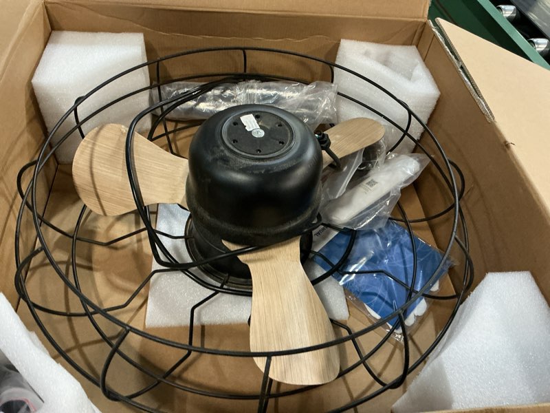 Condition photo showing Good Condition for orison outdoor ceiling fans with light, 21'' wet rated outdoor hanging fan for gazebo, plug in caged lighting for pergola canopy, hanging with hook, 3 color led light, waterproof