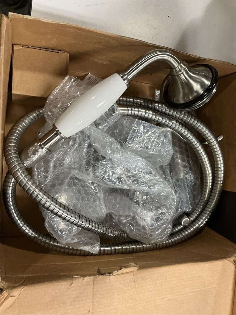 Condition photo showing As Is for kingston brass ks268sn victorian 7-inch deck mount tub and shower faucet, brushed nickel