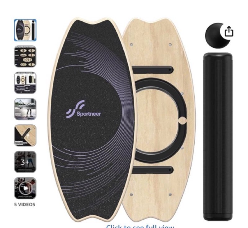 Sportneer Balance Board - 7 Modes Wobble Board with Adjustable Stoppers - Exercise Balancing Stability Trainer for Improve Balance, Surf Trainer & Physical Therapy - Roller and 2.8'' Ball Included