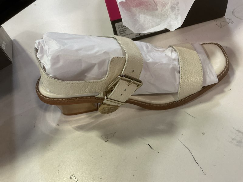 Condition photo showing Good Condition for Vince Camuto Women's Candice Buckle Strap Sandal, Creamy White, 11