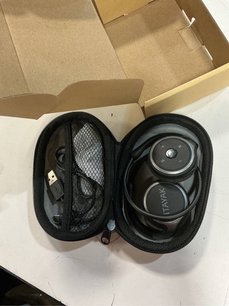 Condition photo showing Good Condition for Behind The Head Headphones, itayak Bluetooth 5.0 Neckband Around Head Headphones Lightweight Small Foldable Wireless Sports Sweatproof Headset with Microphone, TF Card Slot & Carrying Case (Black)