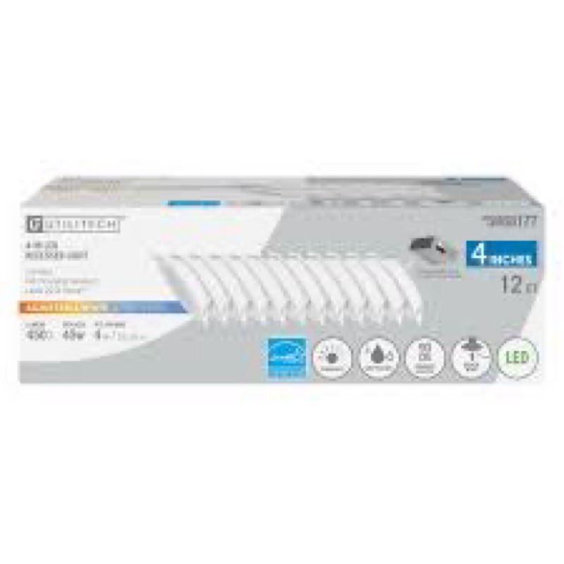 utilitech white 4-in 450 -lumens switchable white round dimmable led