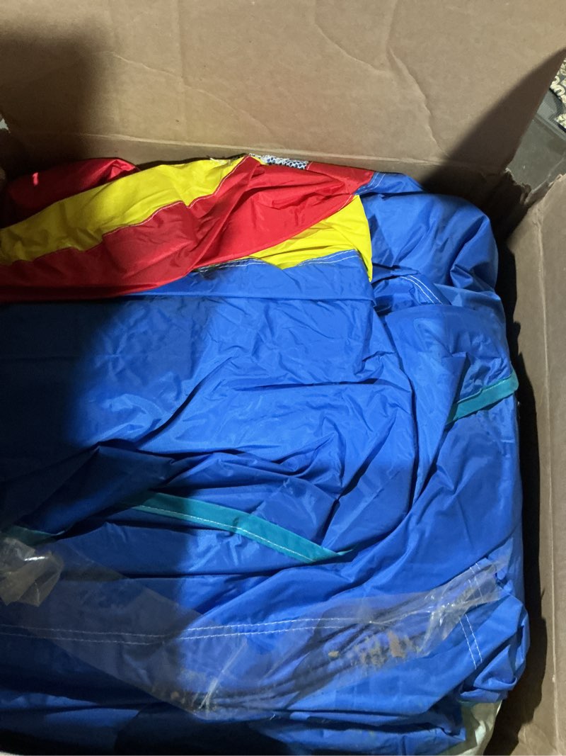 Condition photo showing As Is for liaakrr bounce house, 8-in-1 bounce house for kids, bouncy house with slide, climbing wall, ball pit, obstacles, trampoline & basketball hoop – includes blower for indoor & outdoor