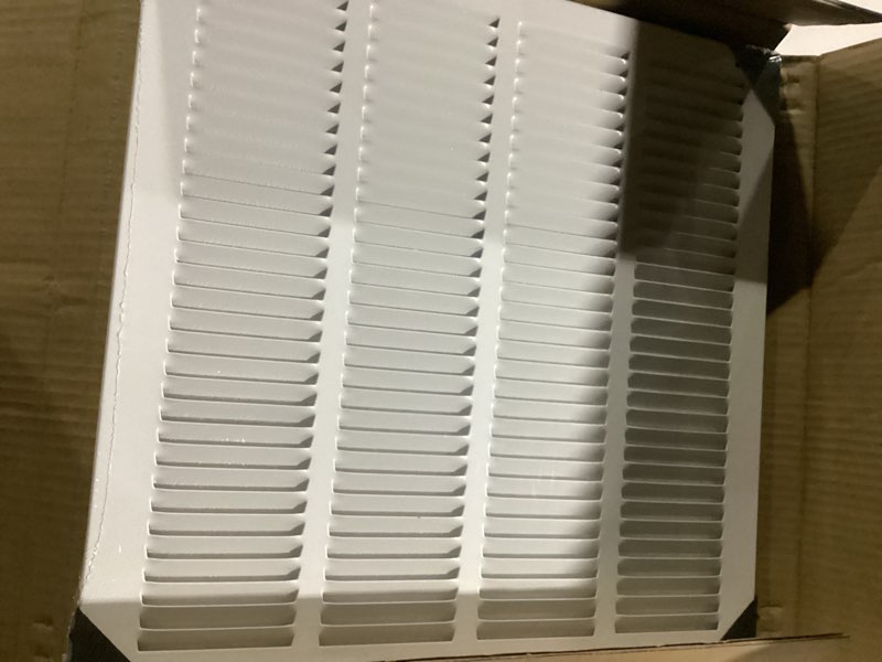 Condition photo showing As Is for 16"x16" duct opening return air grille,air return vent cover grill for sidewall and ceiling,solid steel ac vent cover hvac cold air intake grille without filter house,outer dimension:17.75wx17.75"h for 16''w×16''h-duct opening